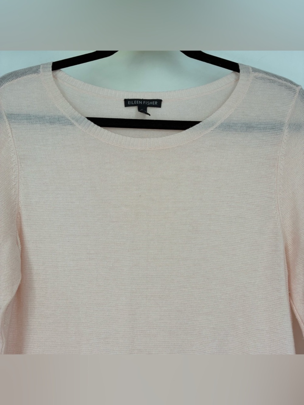 Eileen Fisher Small Pink Sheer Organic Cottton Silk Knit Top Blouse Shirt - Picture 3 of 6